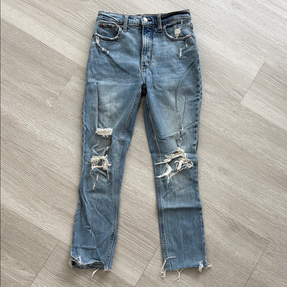 Distressed Blue Jeans